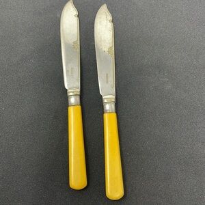 SET of 2 Vintage Silver Fish Dessert Knives